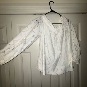 Lilly Pulitzer White Blouse with Ruffled Neckline